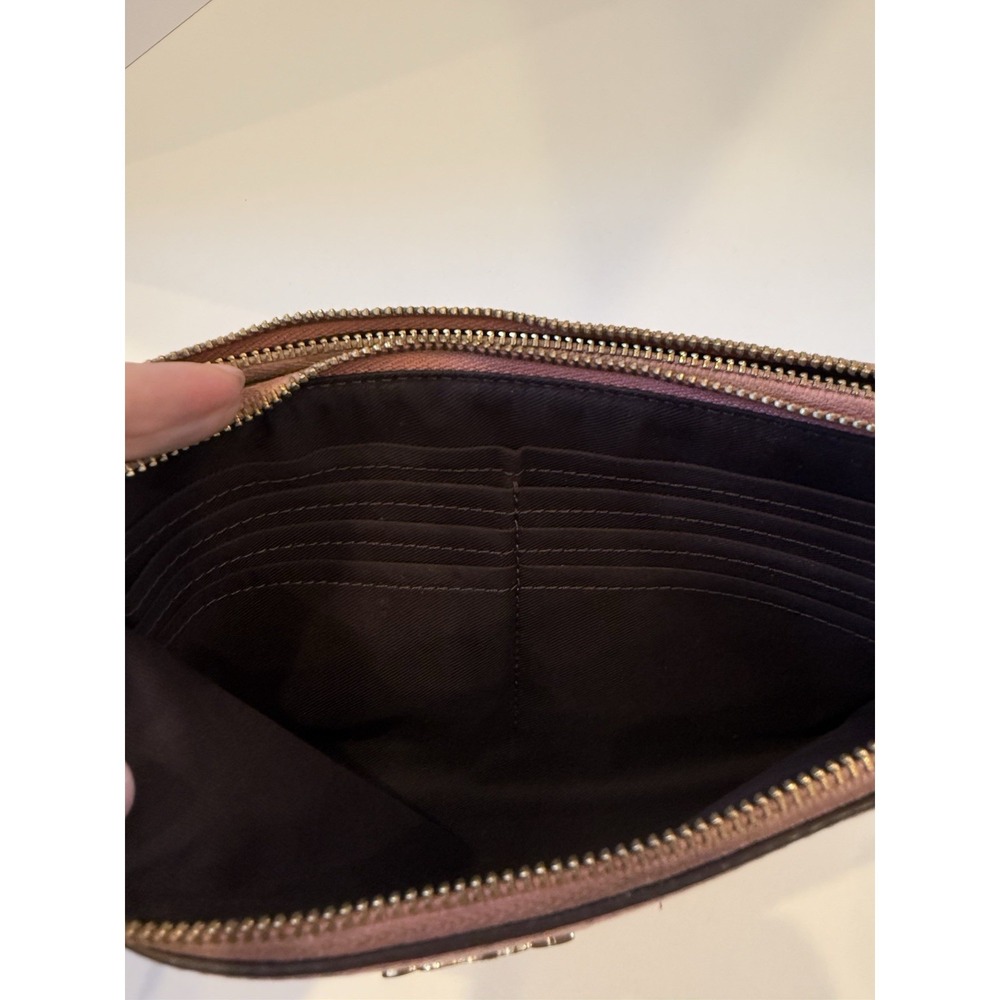 Pink Coach Wristlet Wallet Vintage Two Zip Pockets With Credit Card Slots - Picture 4 of 8